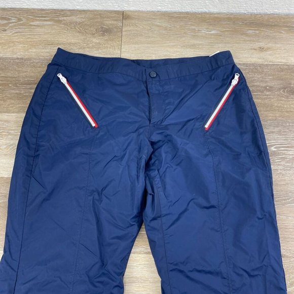 TOMMY HILFIGER Wide Leg Mid Rise Blue Wind Breaker Track Pants Women's Size 13 - Picture 4 of 12
